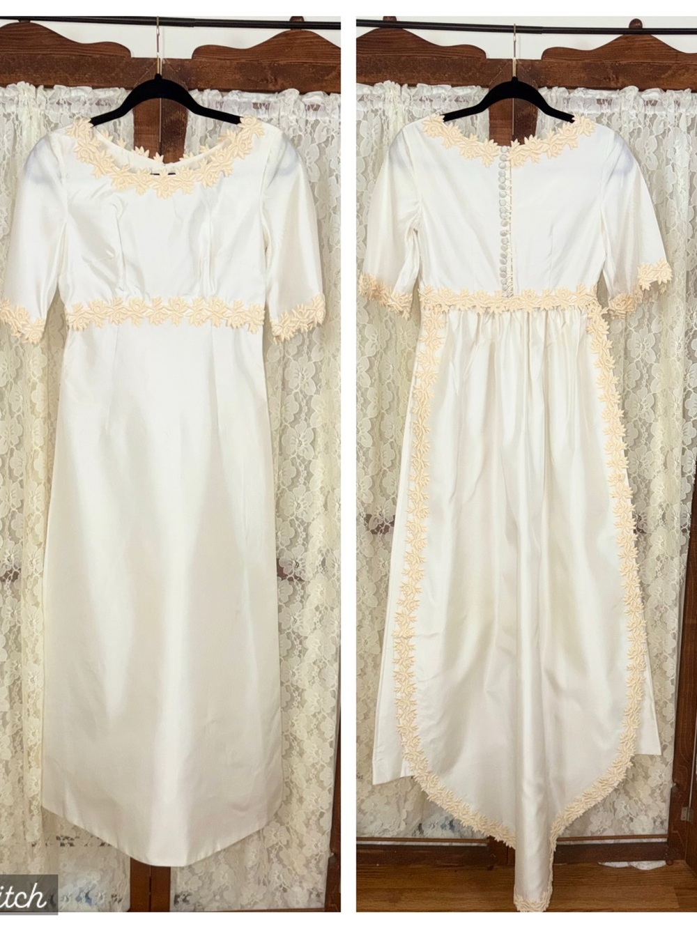 Gorgeous Vintage 1960s Silk Taffeta Sheath Wedding Gown